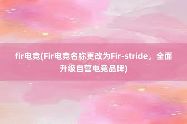 fir电竞(Fir电竞名称更改为Fir-stride，全面升级自营电竞品牌)