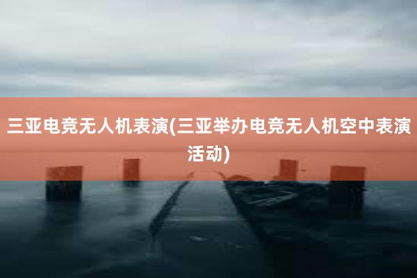 三亚电竞无人机表演(三亚举办电竞无人机空中表演活动)