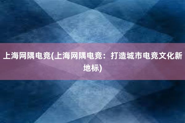 上海网隅电竞(上海网隅电竞：打造城市电竞文化新地标)