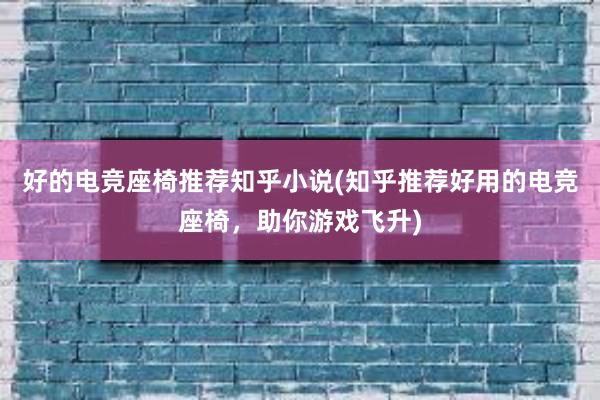 好的电竞座椅推荐知乎小说(知乎推荐好用的电竞座椅，助你游戏飞升)