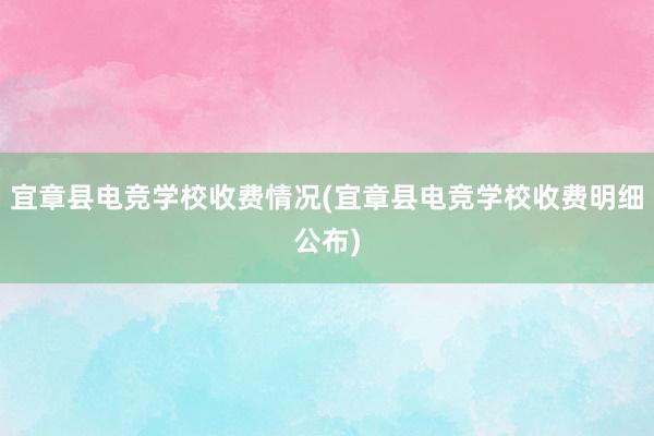 宜章县电竞学校收费情况(宜章县电竞学校收费明细公布)