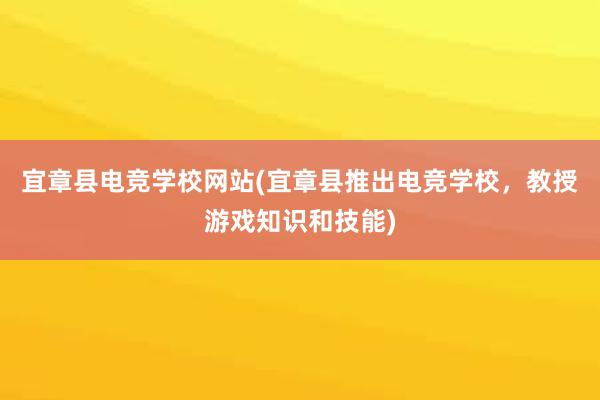 宜章县电竞学校网站(宜章县推出电竞学校，教授游戏知识和技能)