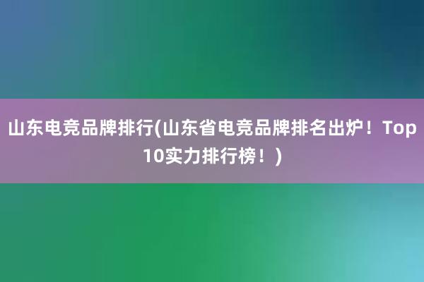 山东电竞品牌排行(山东省电竞品牌排名出炉！Top10实力排行榜！)