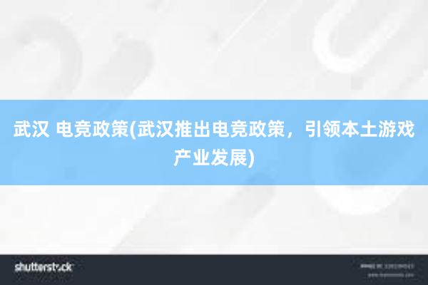 武汉 电竞政策(武汉推出电竞政策，引领本土游戏产业发展)