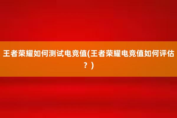 王者荣耀如何测试电竞值(王者荣耀电竞值如何评估？)