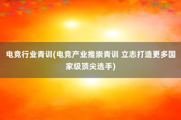 电竞行业青训(电竞产业推崇青训 立志打造更多国家级顶尖选手)