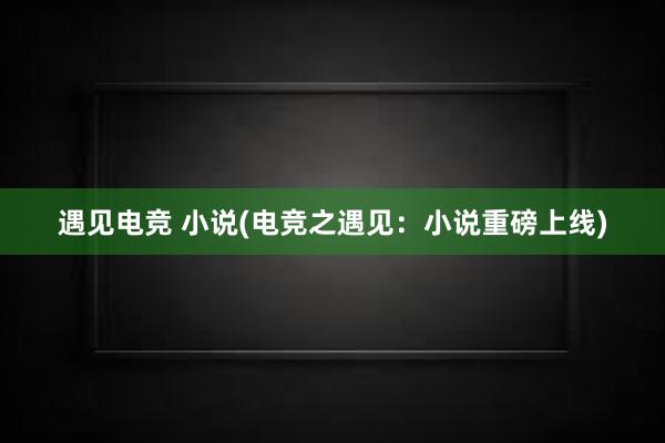 遇见电竞 小说(电竞之遇见：小说重磅上线)