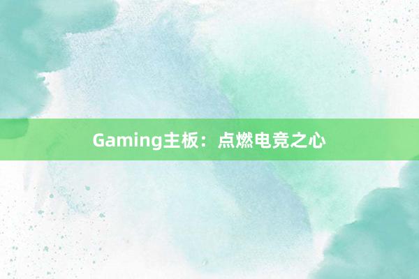 Gaming主板：点燃电竞之心