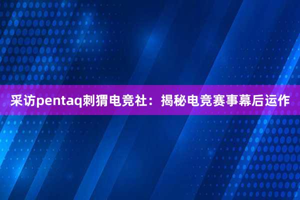 采访pentaq刺猬电竞社：揭秘电竞赛事幕后运作