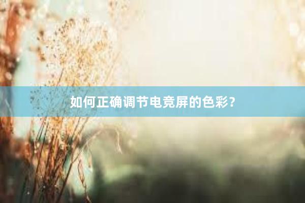 如何正确调节电竞屏的色彩？