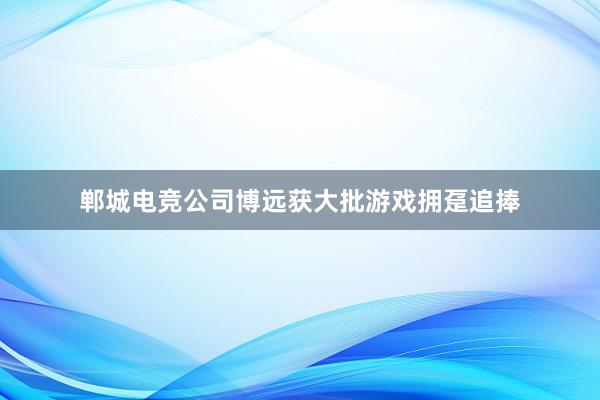 郸城电竞公司博远获大批游戏拥趸追捧